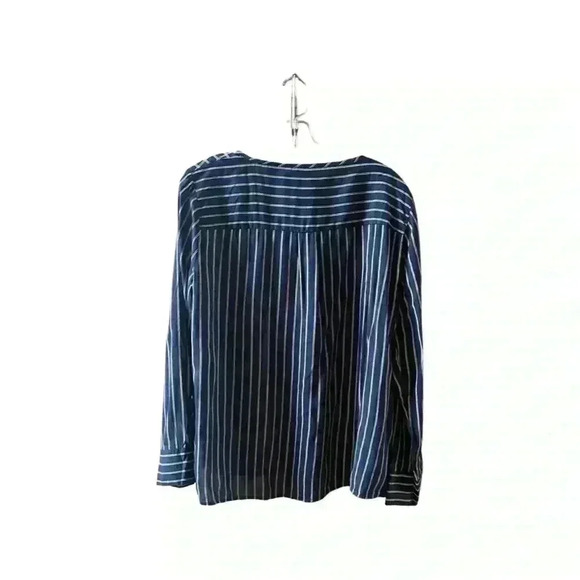 United Colors of Benetton Navy Striped Long Sleeve Blouse L - Picture 2 of 13
